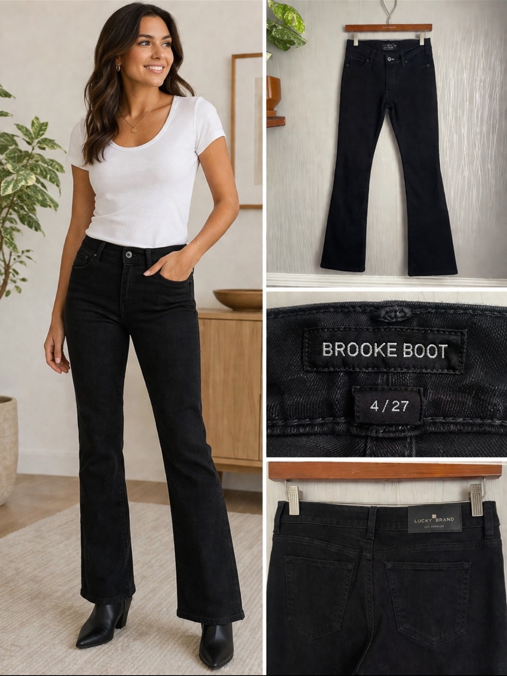 Lucky Brand Brooke Bootcut Jean Womens 4/27 Black Mid Rise Stretch Denim Classic